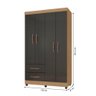 Guarda Roupa 4 Portas Barra Bonita Nature Grafite Perolizado - 4