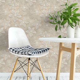 Papel de Parede Floral em Tons de Areia - 3,30x0,50m - 3