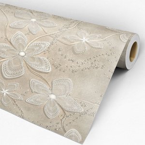 Papel de Parede Floral em Tons de Areia - 3,30x0,50m