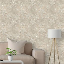 Papel de Parede Floral em Tons de Areia - 3,30x0,50m - 4