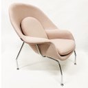 Ver imagem 3 de Poltrona Decorativa Womb Chair com puff linho cor Rosé Pés Cromados