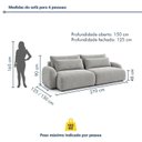 Ver imagem 3 de Sofá Cama Modular Orgânico Retrátil 4 Lugares 270cm com Base em Madeira Maciça Oxford