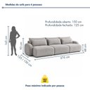 Ver imagem 3 de Sofá Cama Modular Orgânico Retrátil 4 Lugares 270cm Base Madeira Maciça Oxford