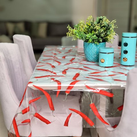 Toalha Pvc Estampada Transparente 5.0x1.4m Protetora Mesa 12