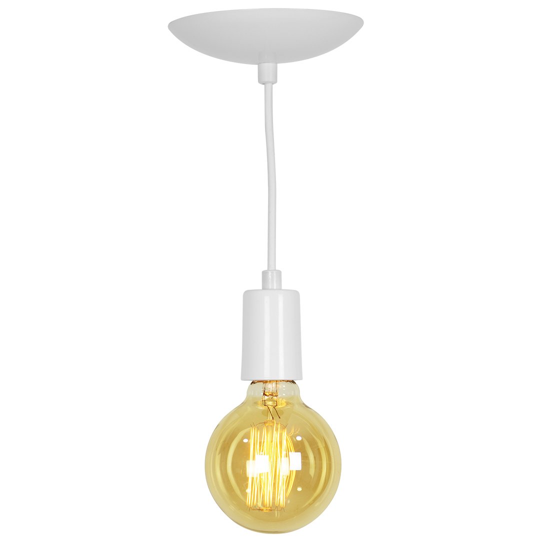 Kit 5 Pendente Tubo Cilindro Alumínio Branco Fio 120cm - 2