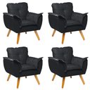 Ver imagem 1 de Kit 4 Poltrona Decorativa Opala Revestimento Suede - Lm Decor Ladecor Estofados Laranja