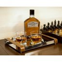 Ver imagem 4 de Bandeja Inox Retangular com Alças de Couro Grande 40x27 Cm Aparador Bar Bebidas Decorativa Casa