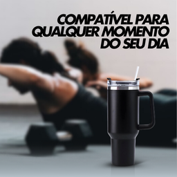 Copo Térmico Grande 1200 Ml Canudo Parede Dupla Cor Branco - 4
