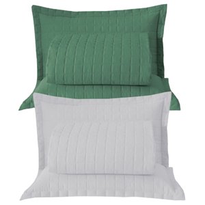 Combo 2 Kit Cobre Leito Colcha Monaco King Dupla Face - Verde - Branco