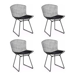 Kit 4 Cadeiras Bertoia Preta com Assento Preto Cor Preto - 1