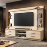 Estante Home Theater com Espelho e Vidro para Tv até 75 Polegadas 2,40m Leni Edn - 3