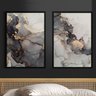 Quadro Decorativo 2 Telas Abstrato e Dourado Diversos Tamanhos - 1