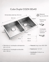 Ver imagem 4 de Cuba Dupla Gourmet 80x40 Inox 304 Escovada - Cozix