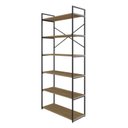 Ver imagem 3 de Estante Alta com 6 Prateleiras 185x80x33cm Yon Marrom/Vermont/Preto