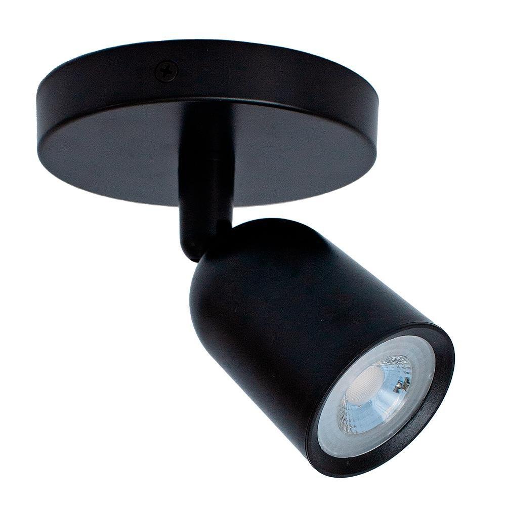 Spot Base Direcionavel 7w 3000k Preto Bivolt Branco Quente - 1