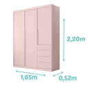 Ver imagem 3 de Guarda Roupa Infantil Perola 4 Portas Mdf Alto Brilho Rosê Pheonix Baby