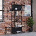 Ver mais imagens de Estante com 6 Prateleiras 186x80x33cm com Fundo Yon Marrom/Terracota/Preto