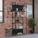 Ver mais imagens de Estante com 6 Prateleiras 186cm x 80cm x 33cm com Fundo Yon Marrom/Vermont Oak/Preto