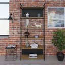 Ver imagem 1 de Estante com 6 Prateleiras 186cm x 80cm x 33cm com Fundo Yon Marrom/Vermont Oak/Preto
