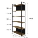 Ver imagem 4 de Estante com 6 Prateleiras 186cm x 80cm x 33cm com Fundo Yon Marrom/Vermont Oak/Preto
