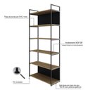 Ver imagem 6 de Estante com 6 Prateleiras 186cm x 80cm x 33cm com Fundo Yon Marrom/Vermont Oak/Preto