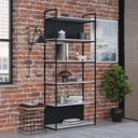 Ver mais imagens de Estante com 6 Prateleiras 186cm x 80cm x 33cm com Fundo Yon Branco/Preto
