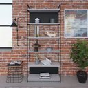 Ver imagem 1 de Estante com 6 Prateleiras 186cm x 80cm x 33cm com Fundo Yon Branco/Preto
