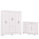 Ver imagem 1 de Guarda-roupa 6 Portas Ideval com Cômoda Sapateira Sirios Branco
