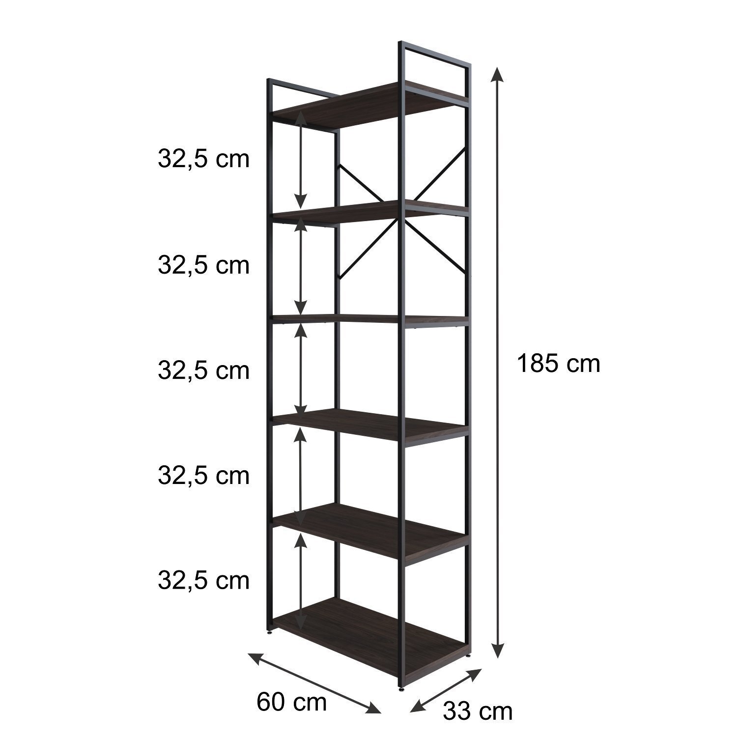 Estante Alta com 6 Prateleiras 185x60x33cm Yon - 4