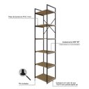Ver imagem 6 de Estante Alta com 6 Prateleiras 185x45x33cm Yon Marrom/Vermont/Preto