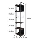 Ver imagem 4 de Estante Alta com 6 Prateleiras 185x45x33cm com Fundo Yon Marrom/Terracota/Preto
