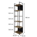 Ver imagem 4 de Estante Alta com 6 Prateleiras 185x45x33cm com Fundo Yon Marrom/Vermont/Preto
