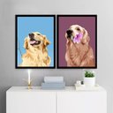 Ver imagem 1 de Kit 2 Quadros Artes Golden Retriever 45x34cm - com Vidro:moldura Branca