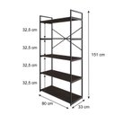 Ver imagem 4 de Estante com 5 Prateleiras 152cm x 80cm x 33cm Yon Marrom/Terracota/Preto