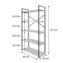 Ver imagem 4 de Estante com 5 Prateleiras 152cm x 80cm x 33cm Yon Branco/Preto