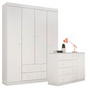 Ver imagem 1 de Cômoda e Guarda Roupa Infantil Helena Branco Brilho - Phoenix