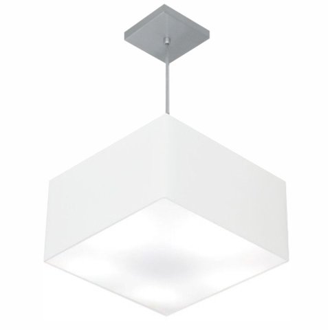 Lustre Pendente Quadrado Vivare Md-4020 Cúpula em Tecido 21/35x35cm - Bivolt - Branco - Bivolt