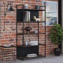 Ver mais imagens de Estante com 5 Prateleiras 152cm x 80cm x 33cm com Fundo Yon Marrom/Terracota/Preto