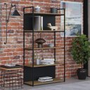 Ver mais imagens de Estante com 5 Prateleiras 152cm x 80cm x 33cm com Fundo Yon Marrom/Vermont Oak/Preto