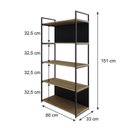 Ver imagem 4 de Estante com 5 Prateleiras 152cm x 80cm x 33cm com Fundo Yon Marrom/Vermont Oak/Preto