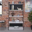 Ver imagem 1 de Estante com 5 Prateleiras 152cm x 80cm x 33cm com Fundo Yon Branco/Preto