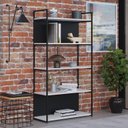 Ver mais imagens de Estante com 5 Prateleiras 152cm x 80cm x 33cm com Fundo Yon Branco/Preto