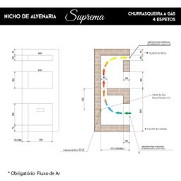 Churrasqueira de Embutir a Gás 04 Espetos Gn 127v Suprema Titan - 3