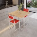 Ver imagem 1 de Conjunto Mesa de Jantar Quadrada Pinus 2 Cadeiras Estofado Riviera Industrial Don Castro Deco