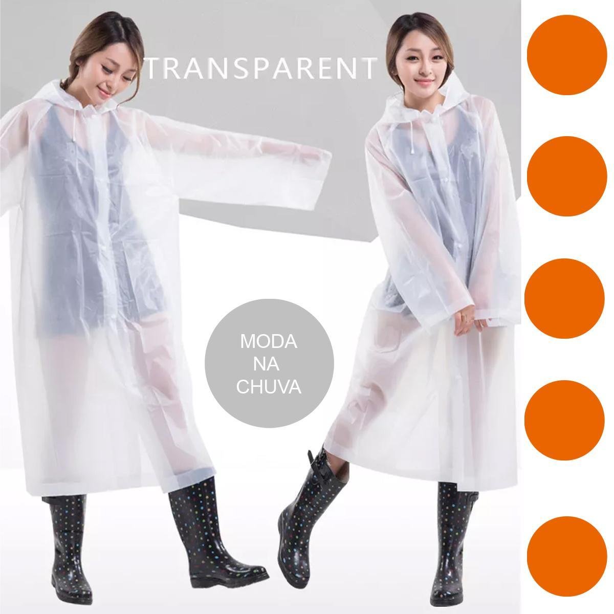 Capa de Chuva Pvc Transparente Adulto Unissex - Tamanho M - 5