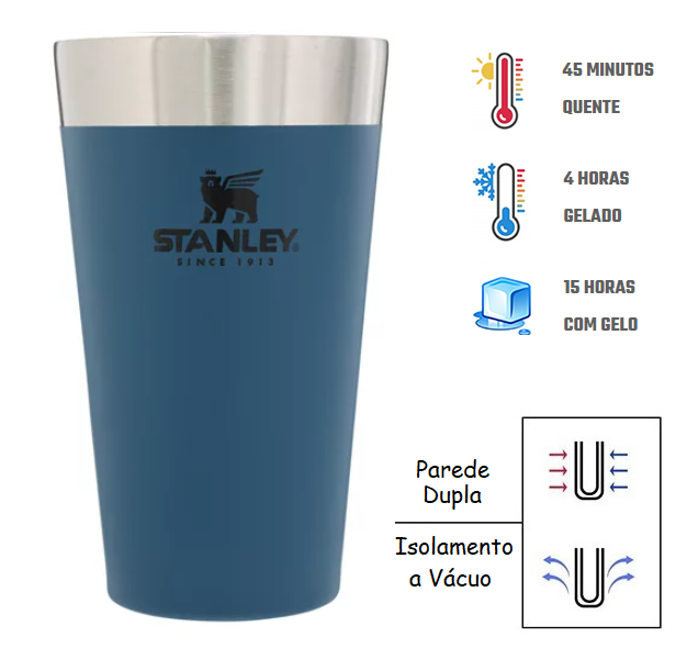 Copo Térmico de Cerveja sem Tampa Stanley 473Ml - Azul - 4