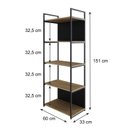 Ver imagem 4 de Estante com 5 Prateleiras 152x60x33cm com Fundo Yon Marrom/Vermont/Preto