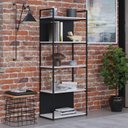 Ver mais imagens de Estante com 5 Prateleiras 152x60x33cm com Fundo Yon Branco/Preto