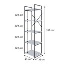 Ver imagem 4 de Estante com 5 Prateleiras 152x45x33cm Yon Branco/Preto