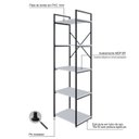 Ver imagem 6 de Estante com 5 Prateleiras 152x45x33cm Yon Branco/Preto
